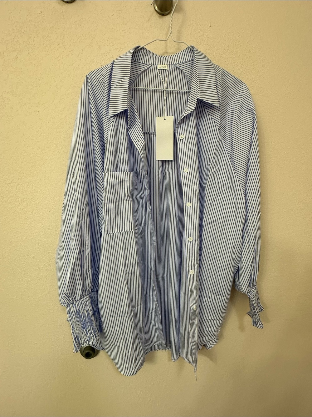 Relaxed Blue & White Stripe Button-Down Shirt